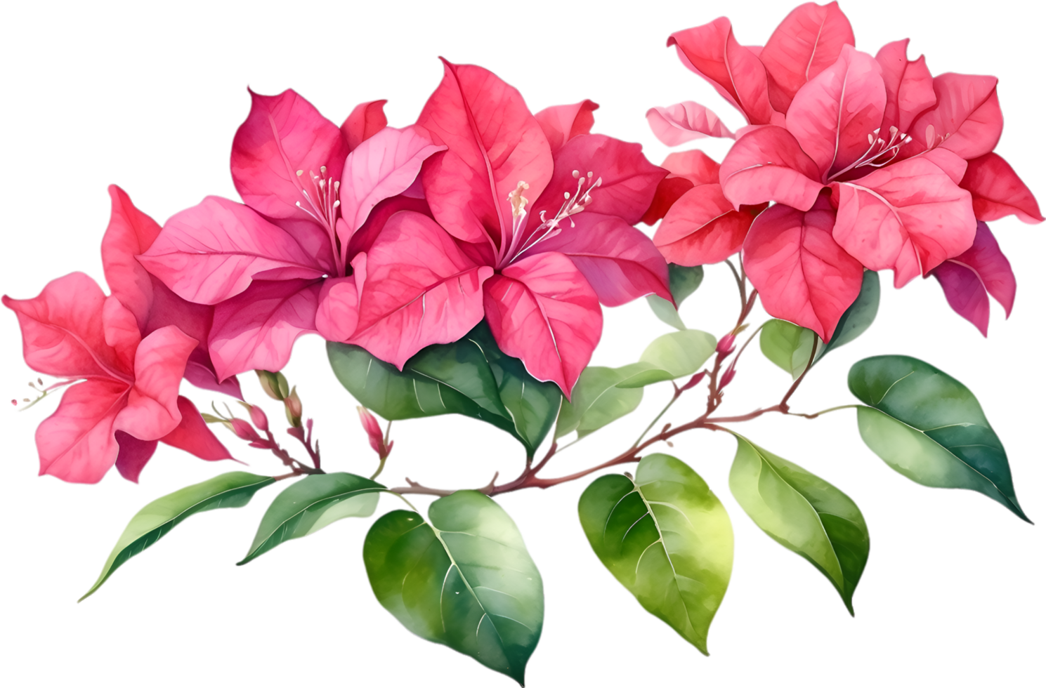 AI generated Watercolor painting of Bougainvillea flower. Ai-Generated png