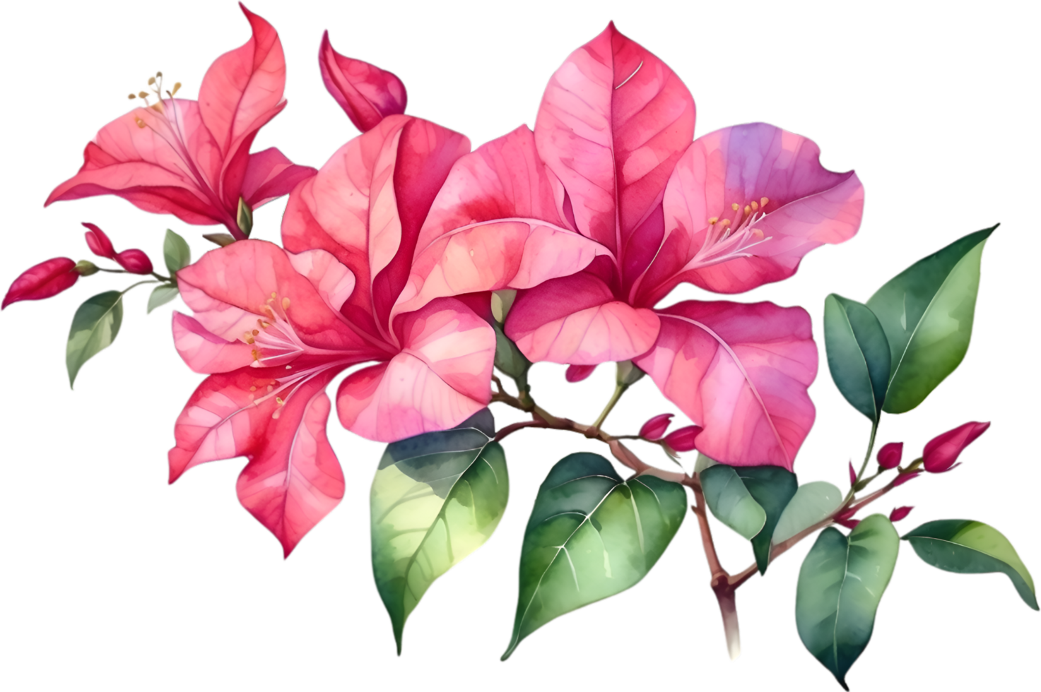 AI generated Watercolor painting of Bougainvillea flower. Ai-Generated png