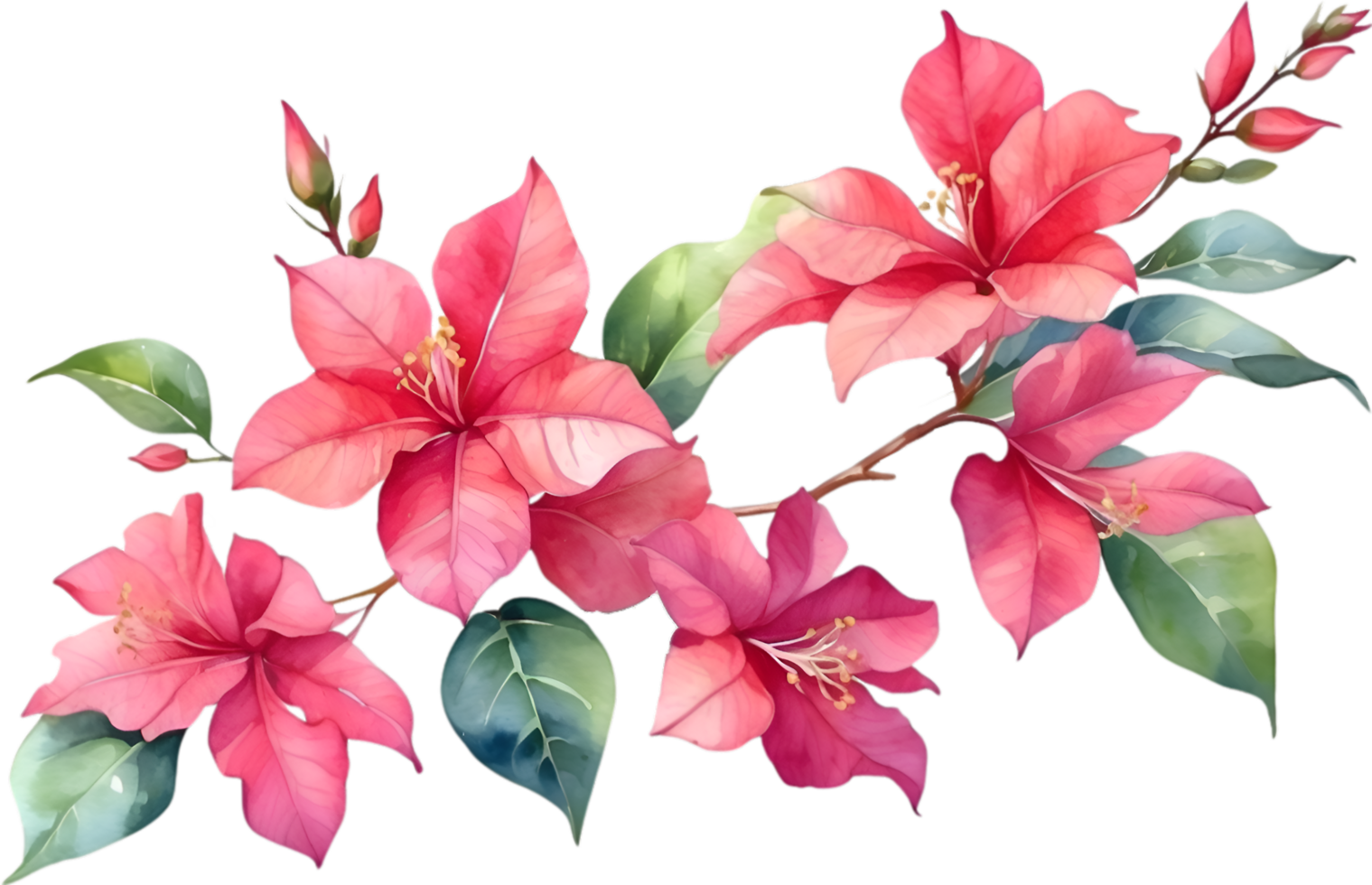 AI generated Watercolor painting of Bougainvillea flower. Ai-Generated png