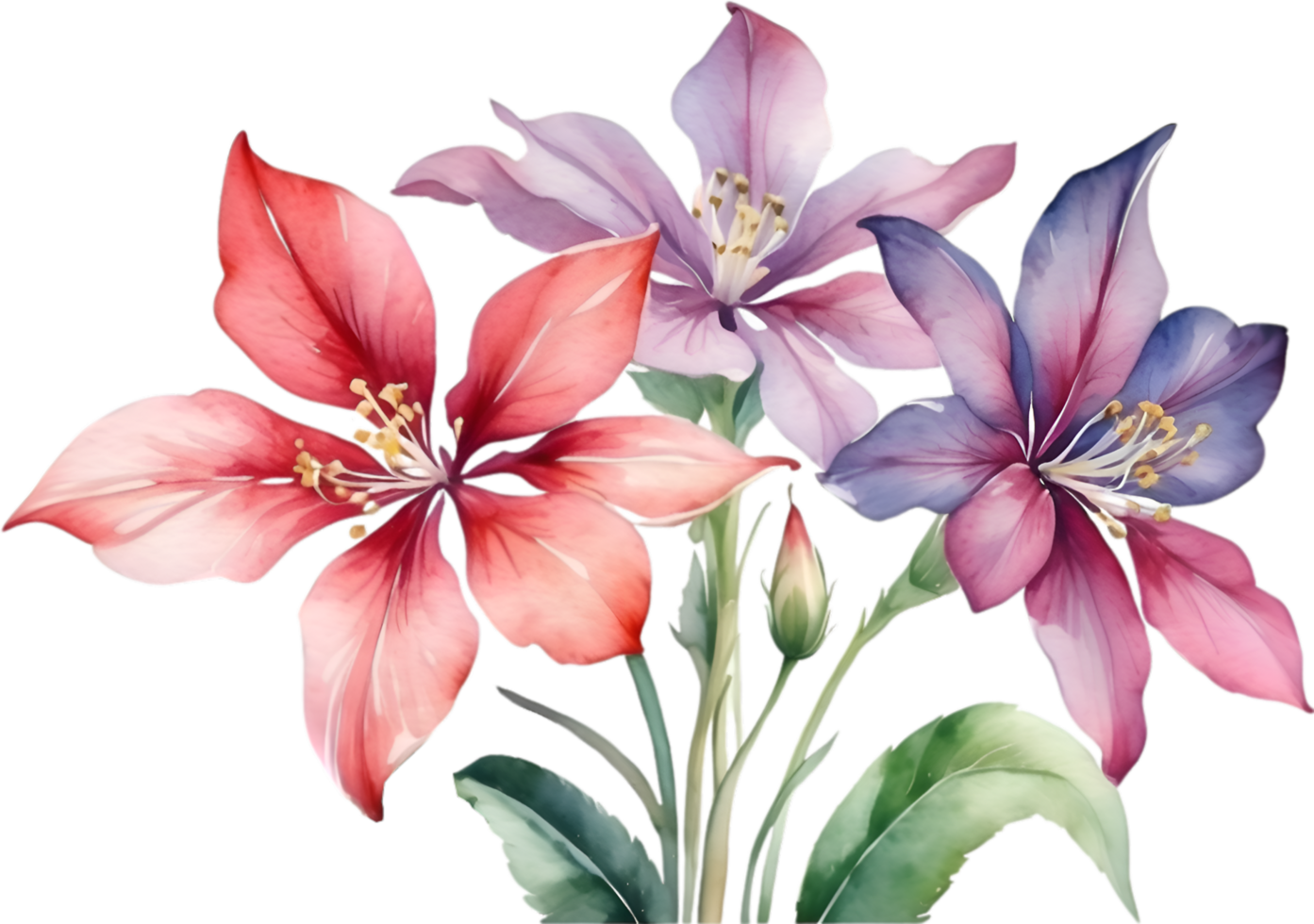 ai gegenereerd waterverf schilderij van penta bloem. ai-gegenereerd png