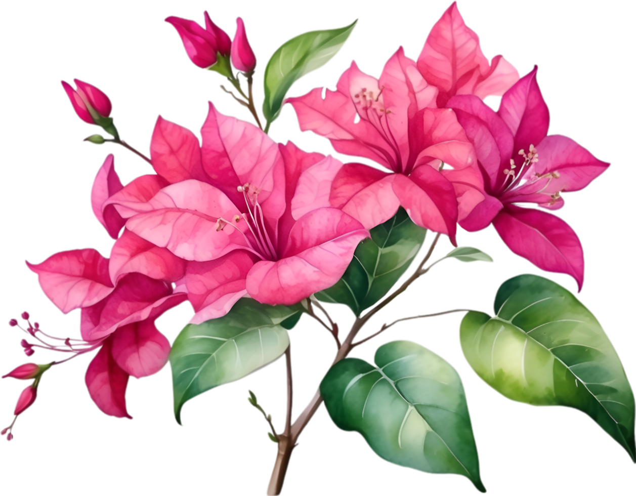 AI generated Watercolor painting of Bougainvillea flower. Ai-Generated png