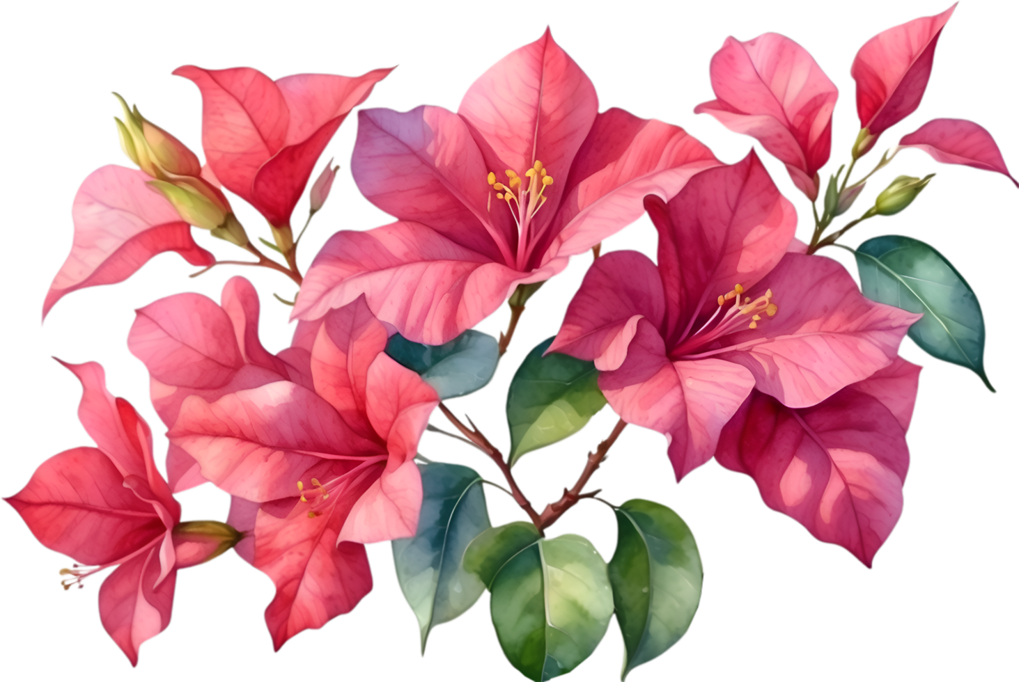 AI generated Watercolor painting of Bougainvillea flower. Ai-Generated png