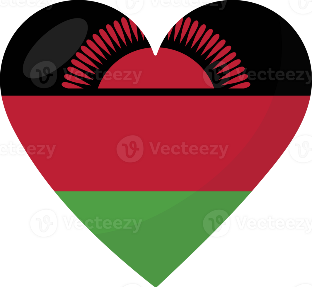 Malawi flag heart 3D style. png
