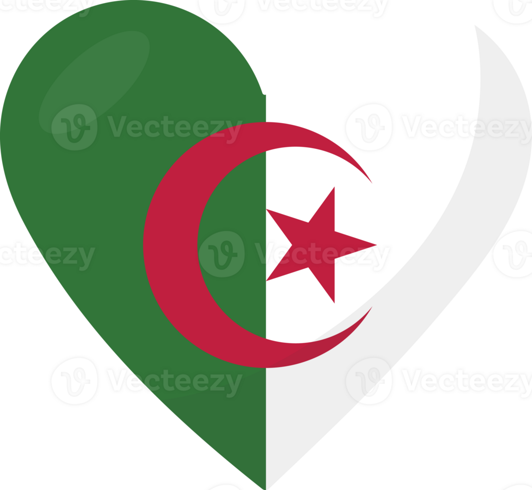 Algeria flag heart 3D style. png