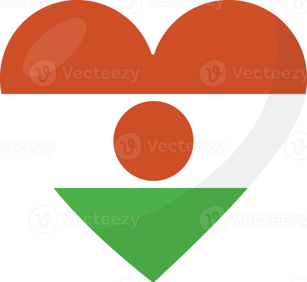 Niger flag heart 3D style. png