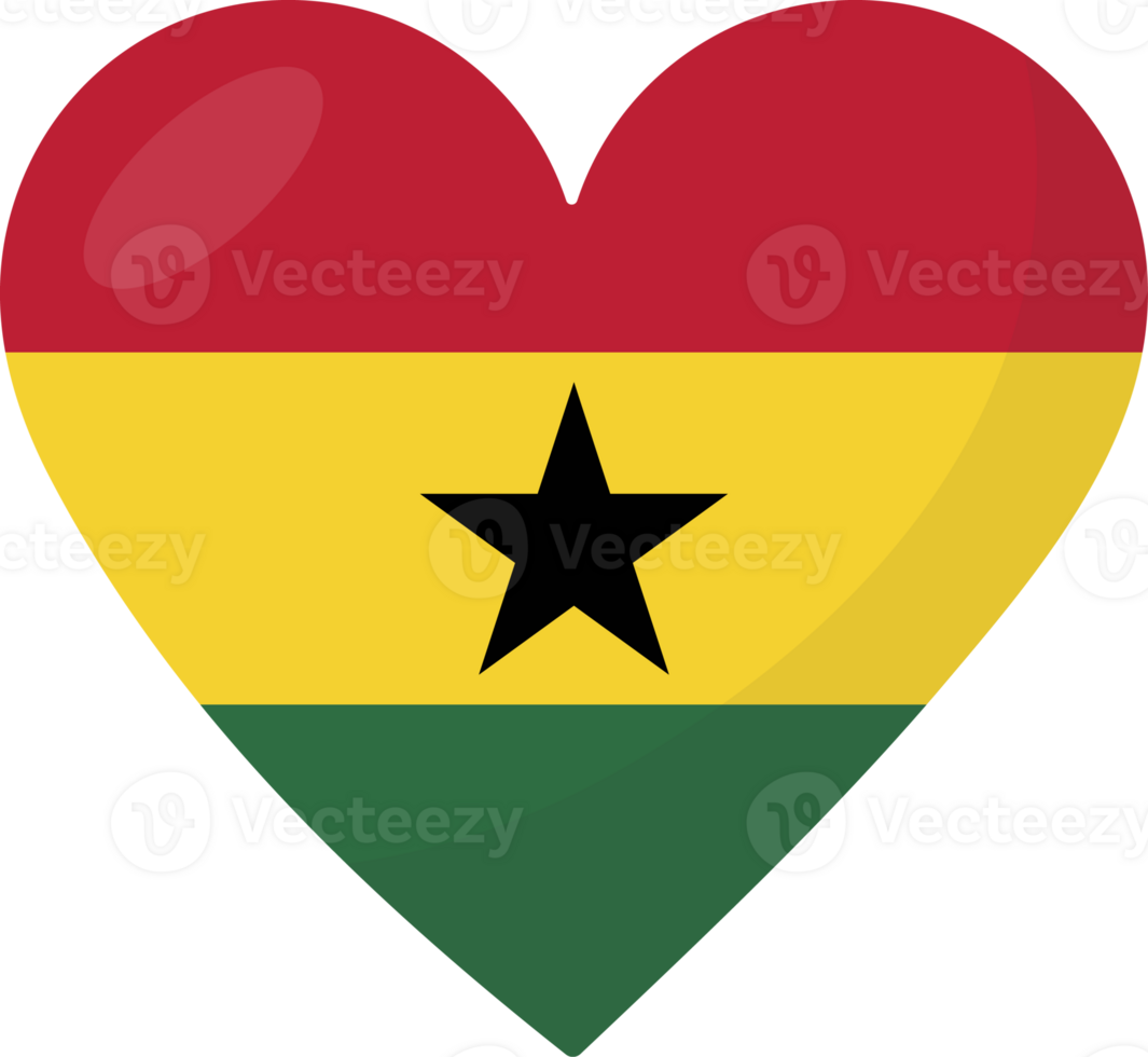 ghana flagga hjärta 3d stil. png