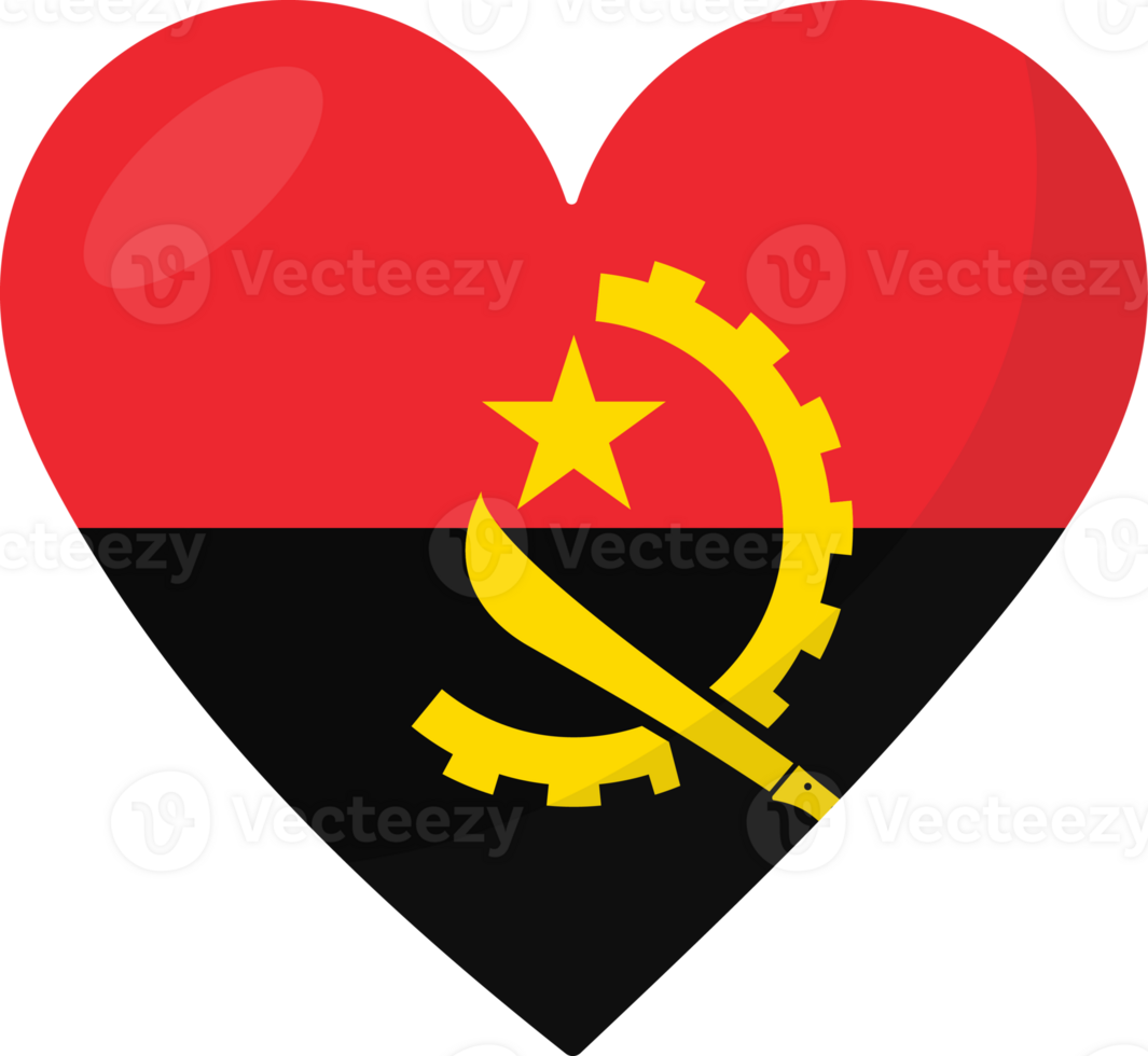 Angola flag heart 3D style. png