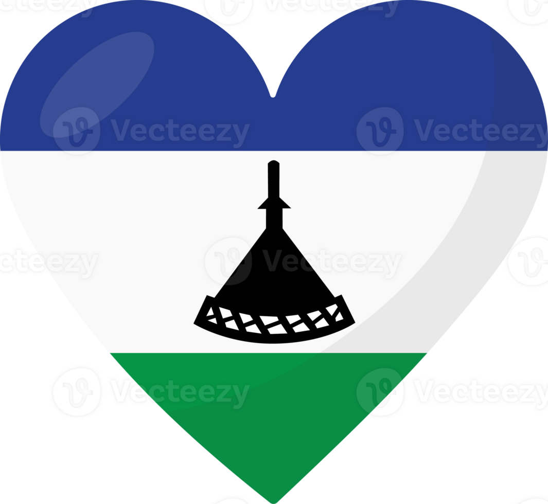 Lesotho flag heart 3D style. png