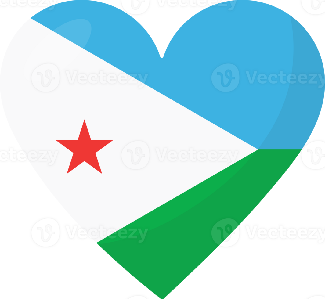Djibouti flag heart 3D style. png
