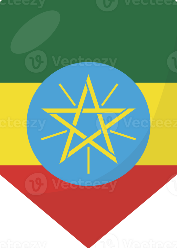 Ethiopia flag pennant 3D cartoon style. png