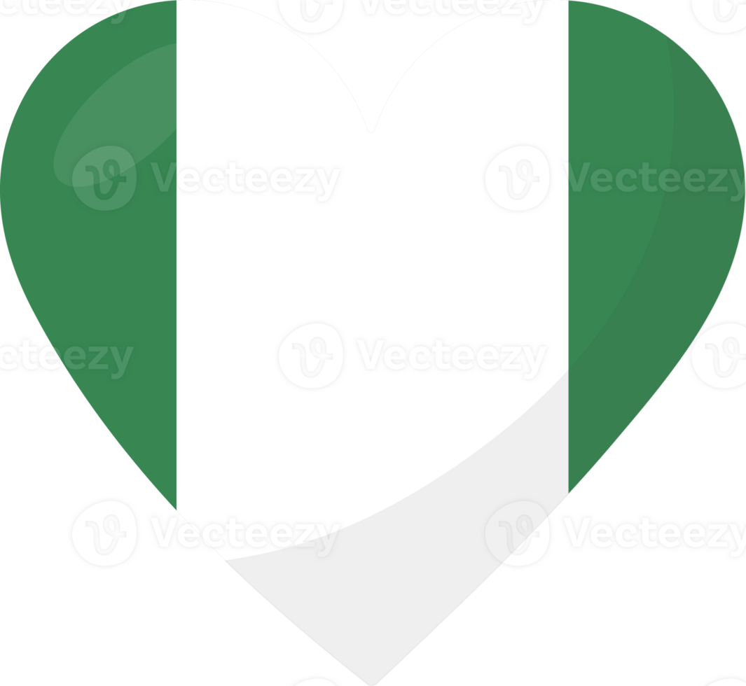 Nigeria flag heart 3D style. png