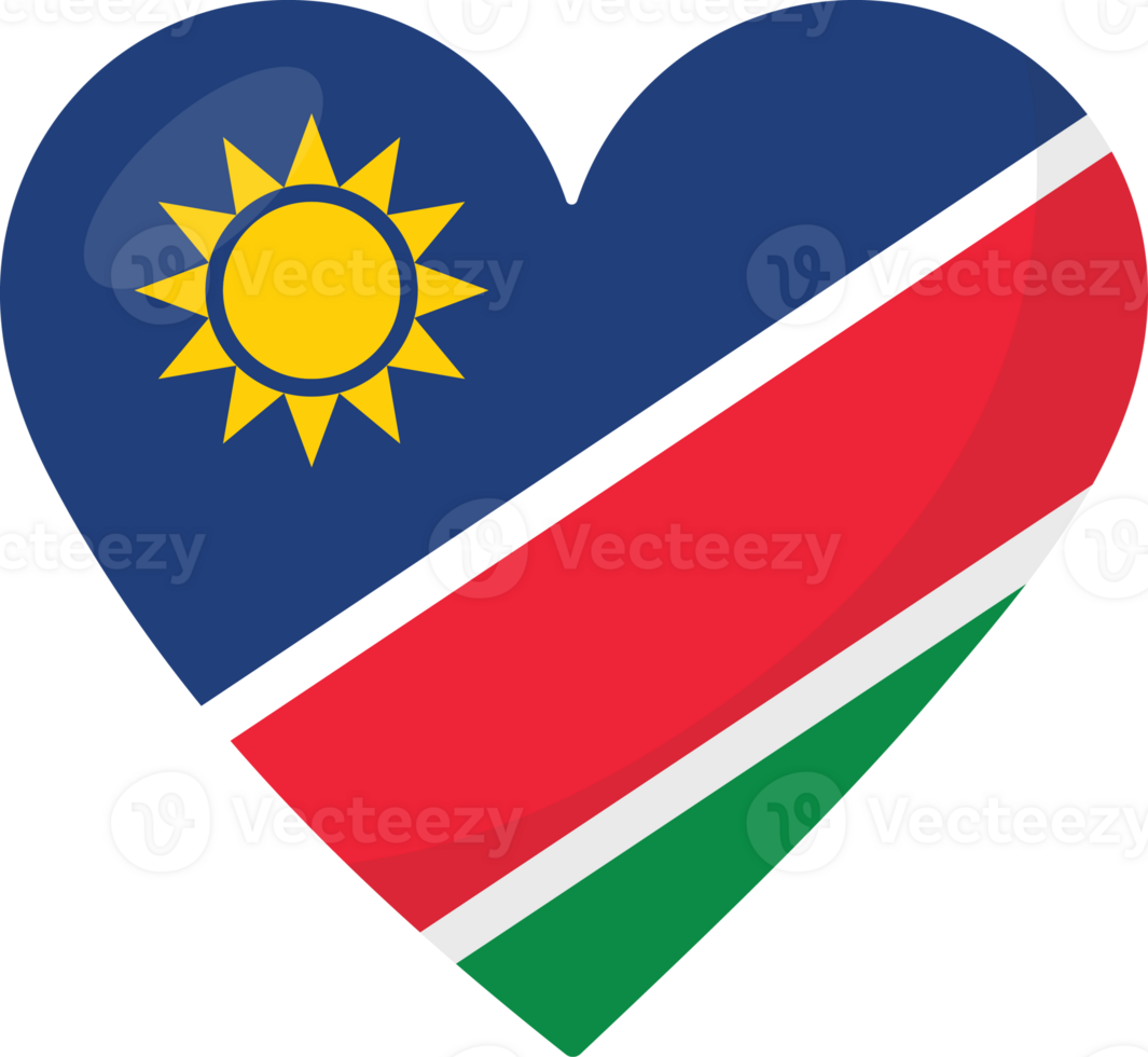 Namibia flag heart 3D style. png