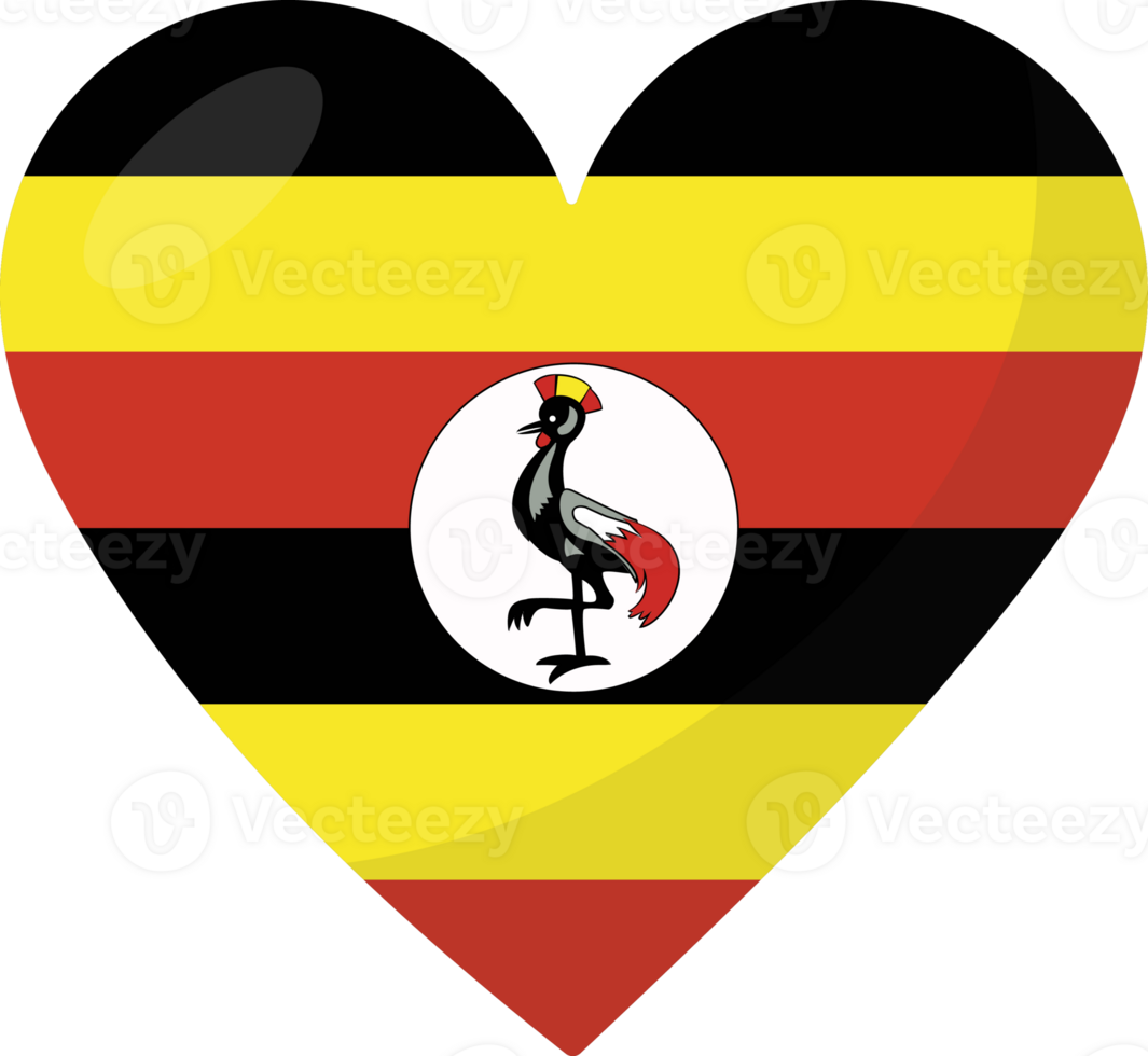 Uganda flag heart 3D style. png