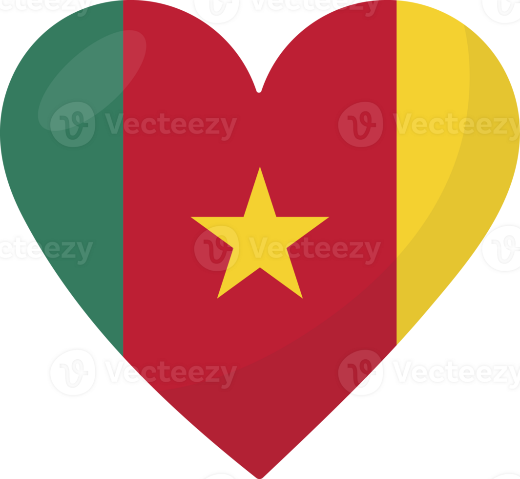 Cameroon flag heart 3D style. png
