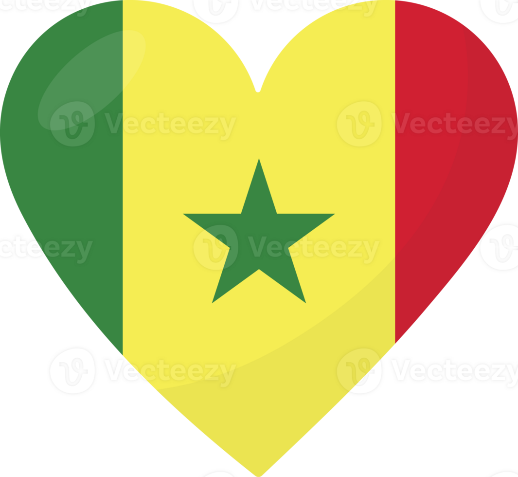 Senegal flag heart 3D style. png