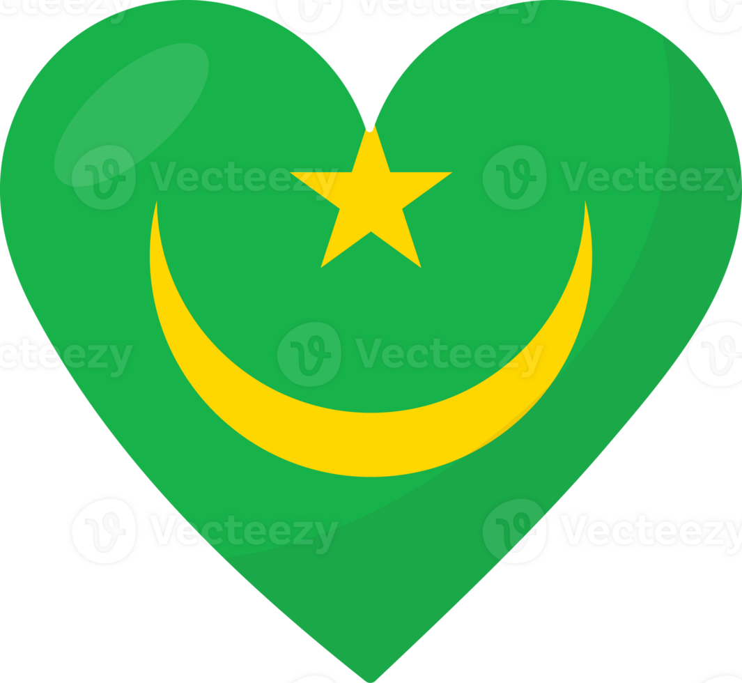 Mauritania flag heart 3D style. png