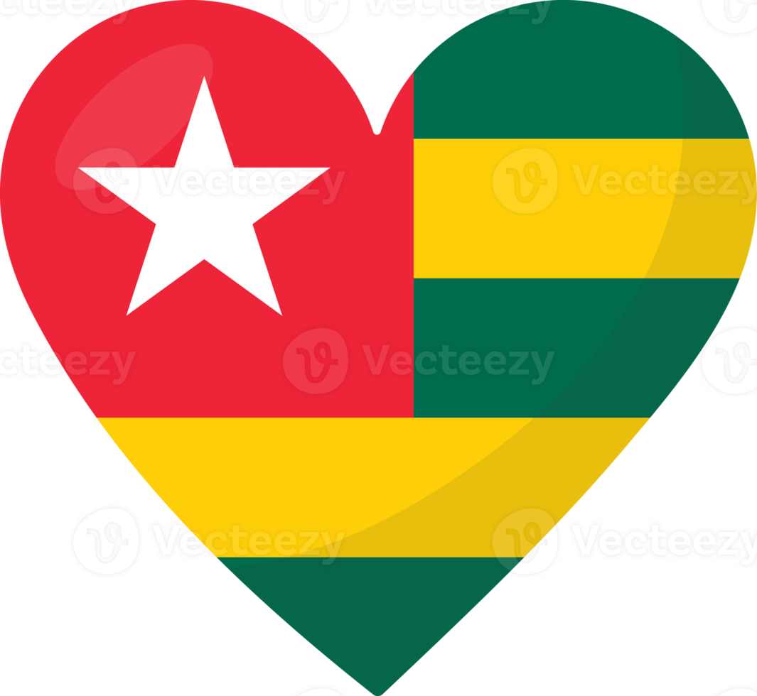 Togo flag heart 3D style. png