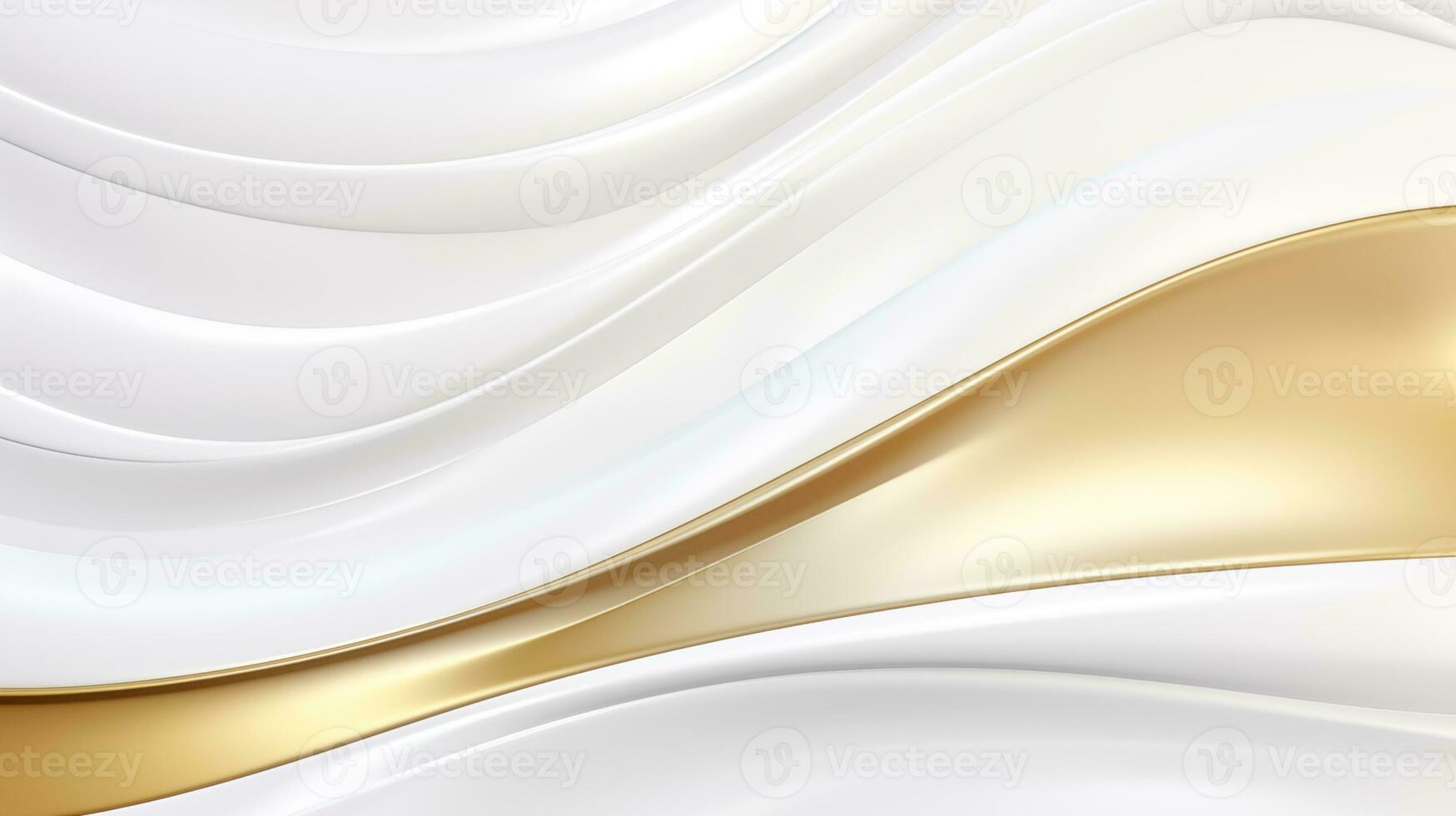 AI generated Abstract white wavy background with streaks of gold color. Textured backdrop. Elegant white modern architecture art. photo