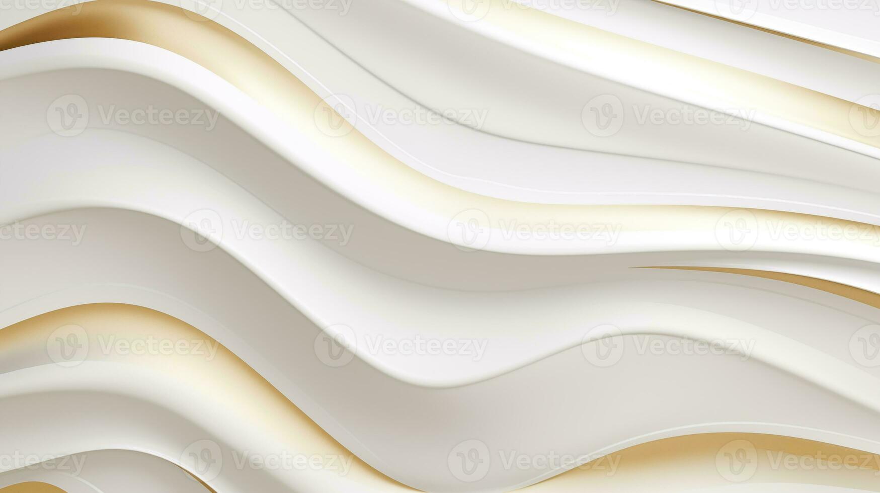 AI generated Abstract white wavy background with streaks of gold color. Textured backdrop. Elegant white modern architecture art. photo