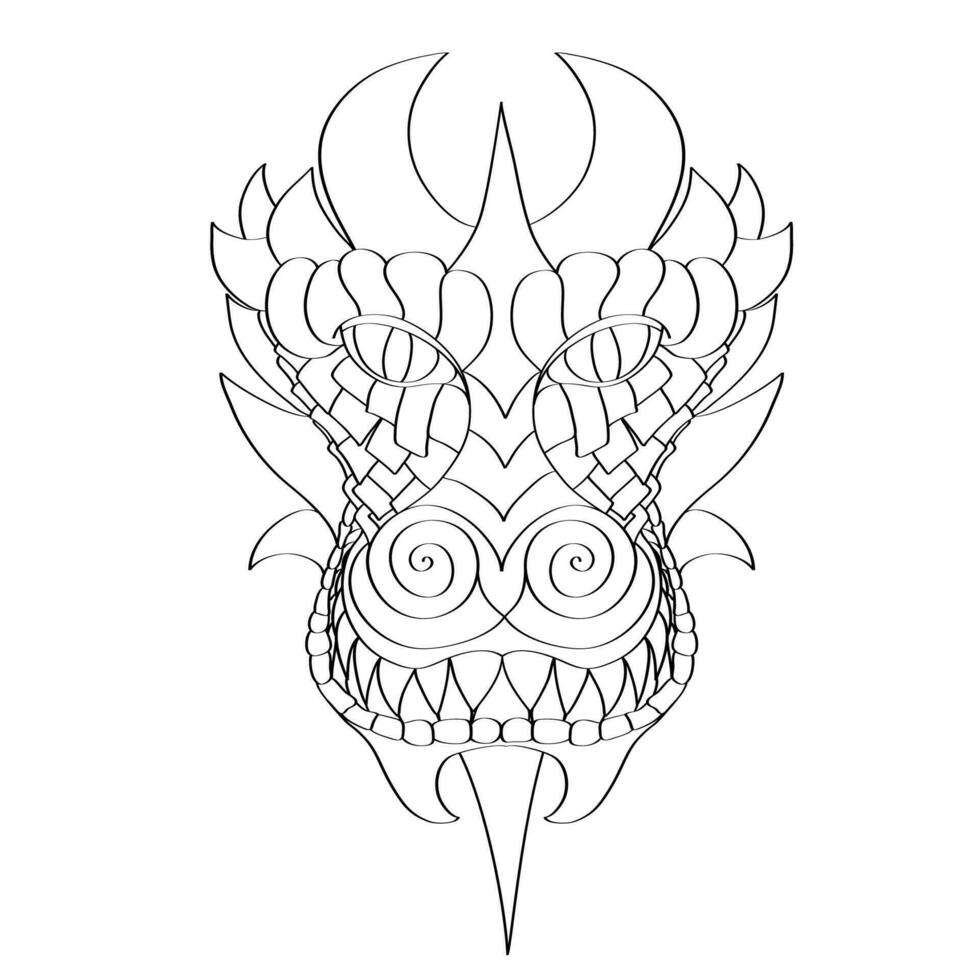 Fantasy dragon. Symbol of the New Year in the Chinese calendar. Outline illustration. vector