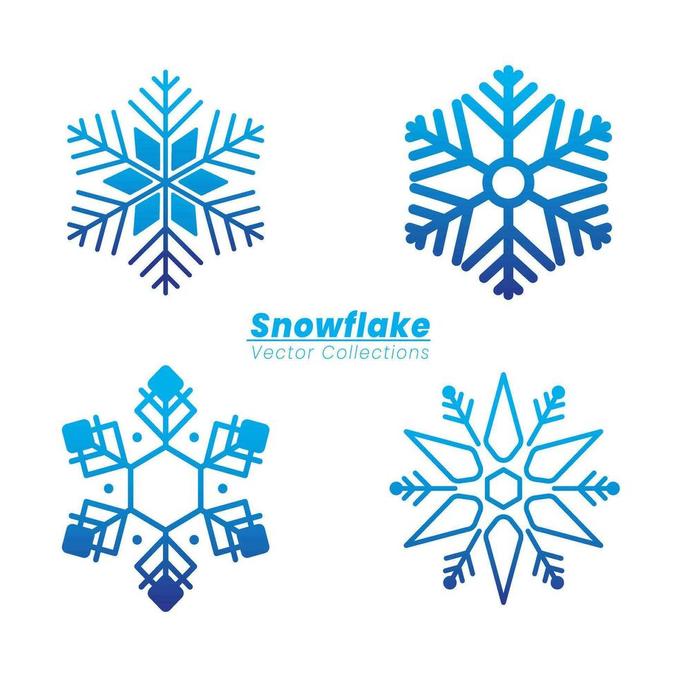 Cute design of snowflake collections vector element set. pack of flat snowflakes vector logo icon mascot.