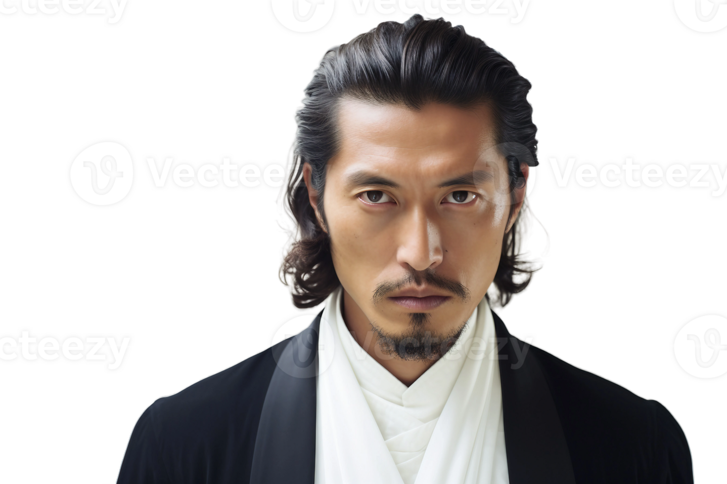 AI generated Portrait of a Japanese Man Isolated on Transparent Background. png