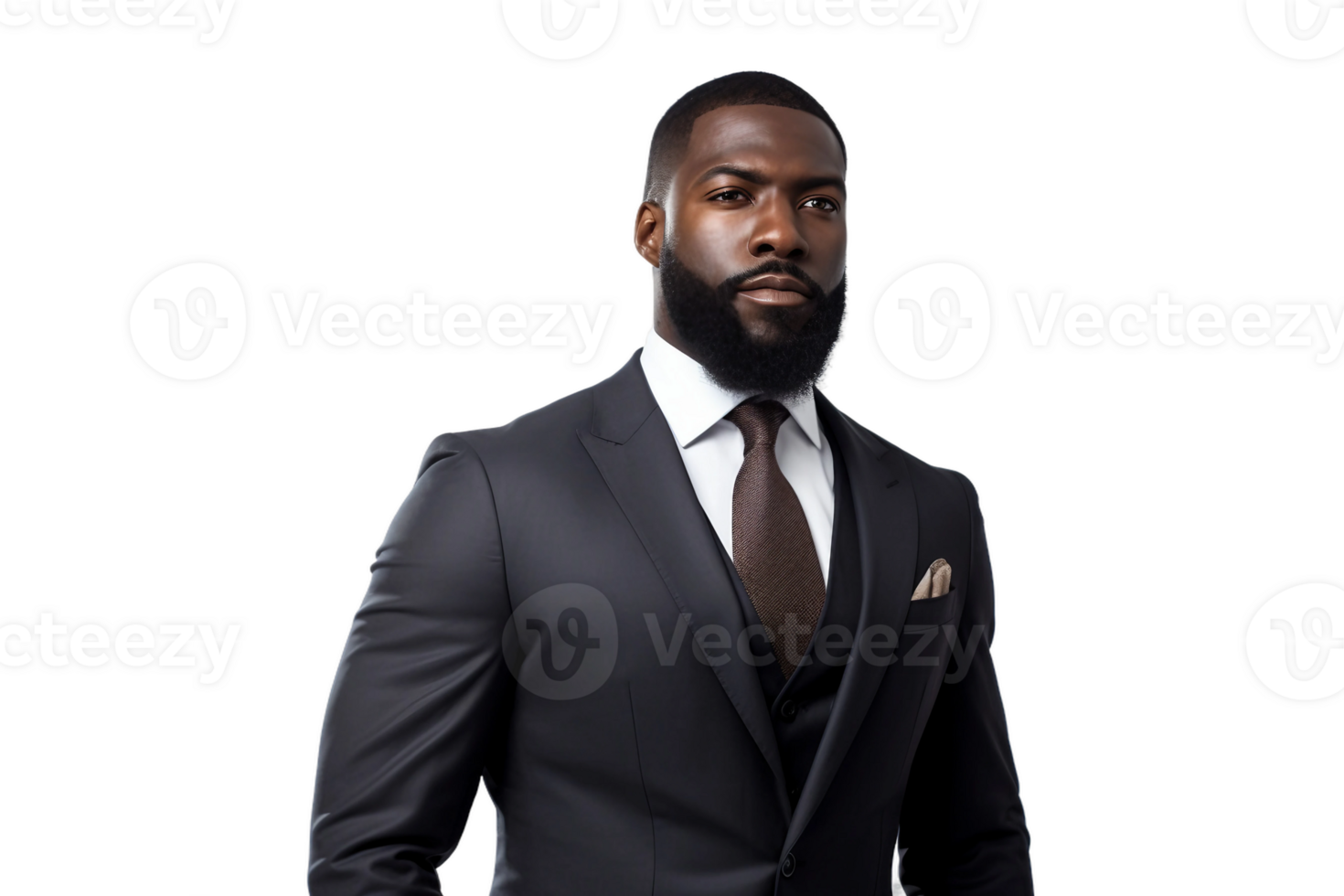 AI generated Black Man in Business Suit for a Meeting Isolated on Transparent Background. png