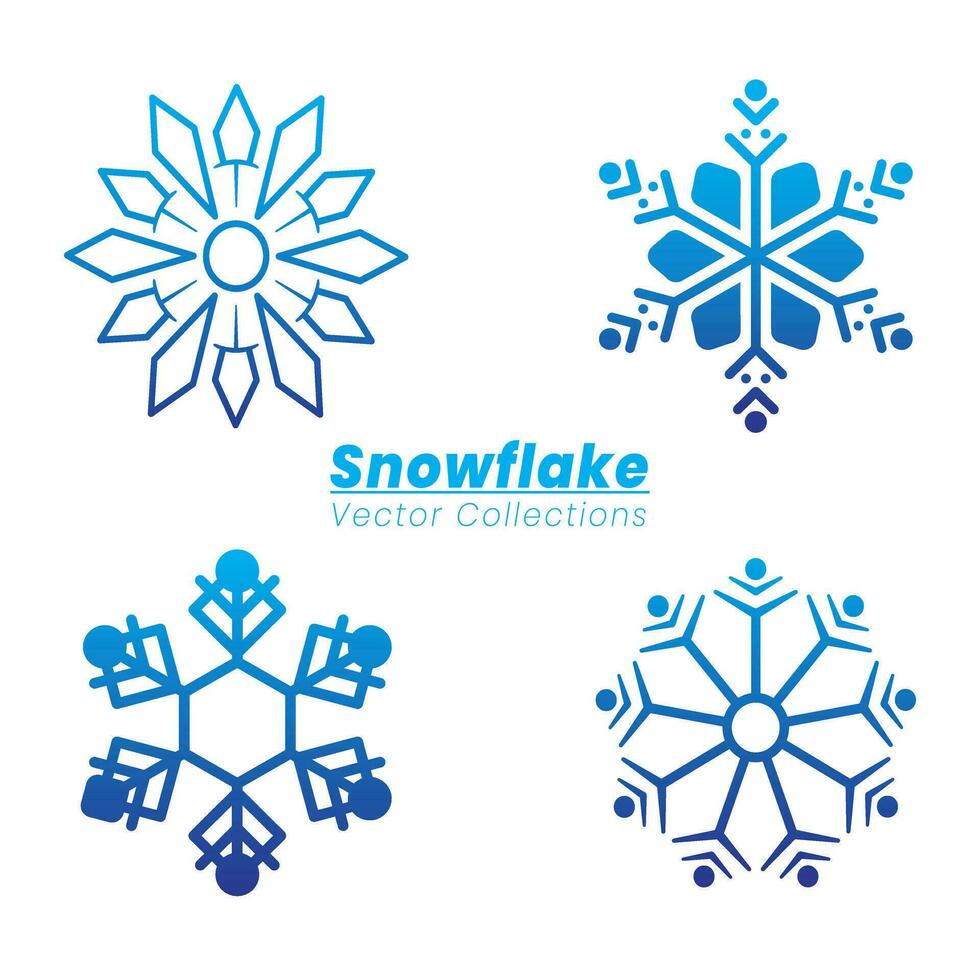 Flat design vector of snowflake collections element set. pack of cute snowflakes vector design