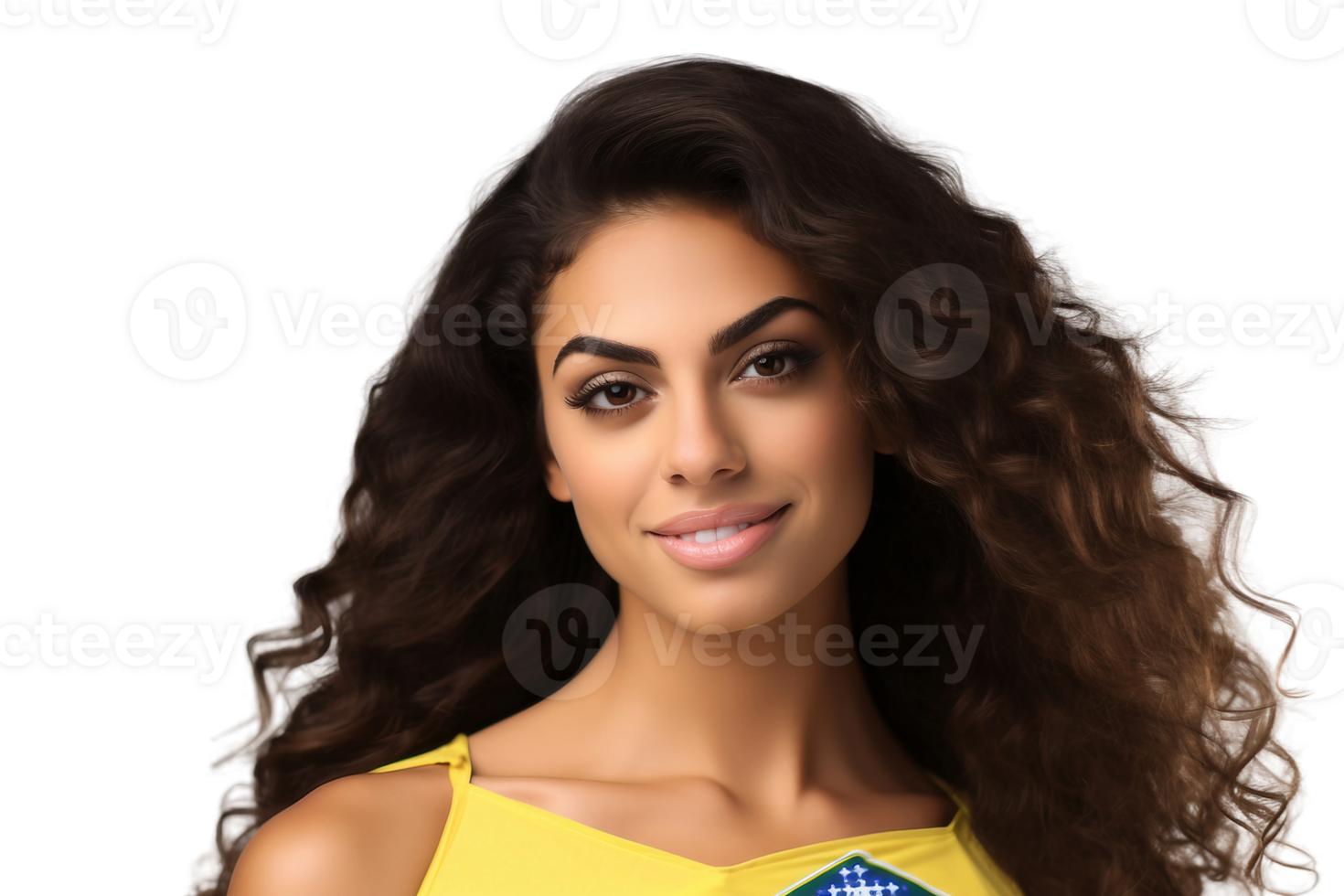 AI generated Portrait of a Brazilian Woman Isolated on Transparent Background. png