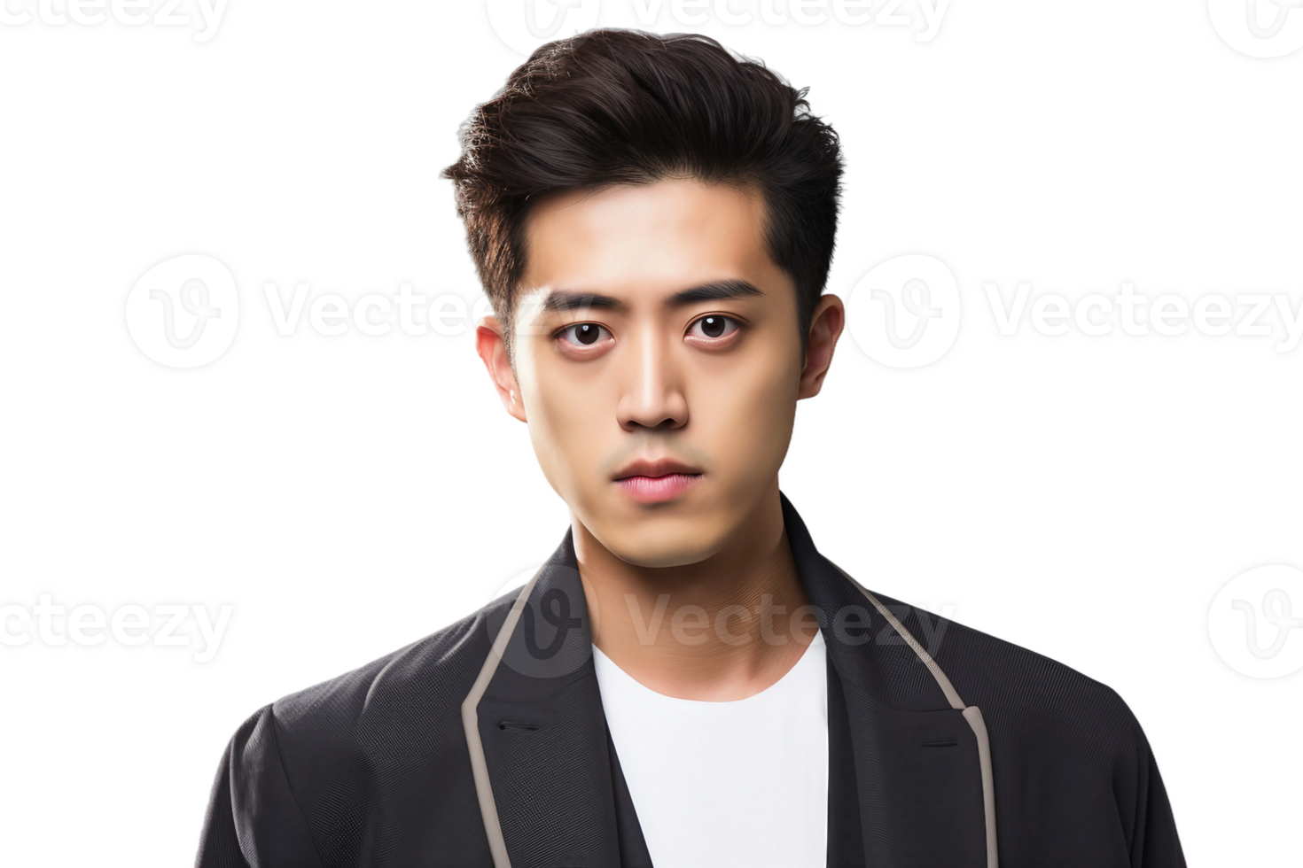 AI generated Portrait of a Chinese Man Isolated on Transparent Background. png