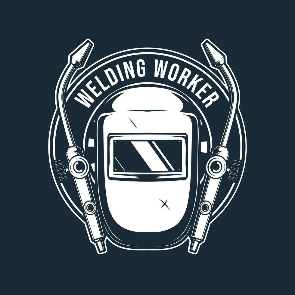Welding worker badge logo template vector
