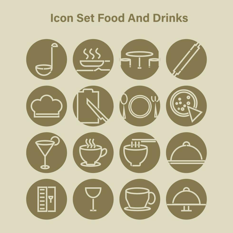 Icon Set Design Food and Drink Resto Flat Design Isolated Simple Cream Color Eps 10 vector