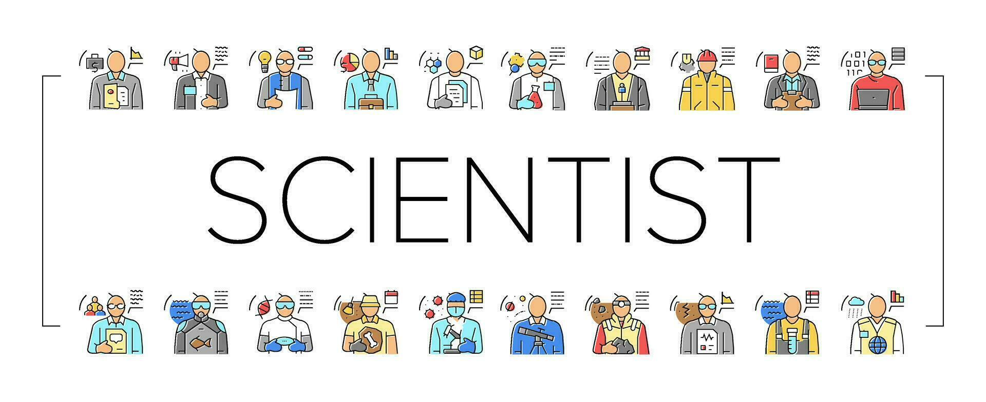 scientist laboratory lab science icons set vector