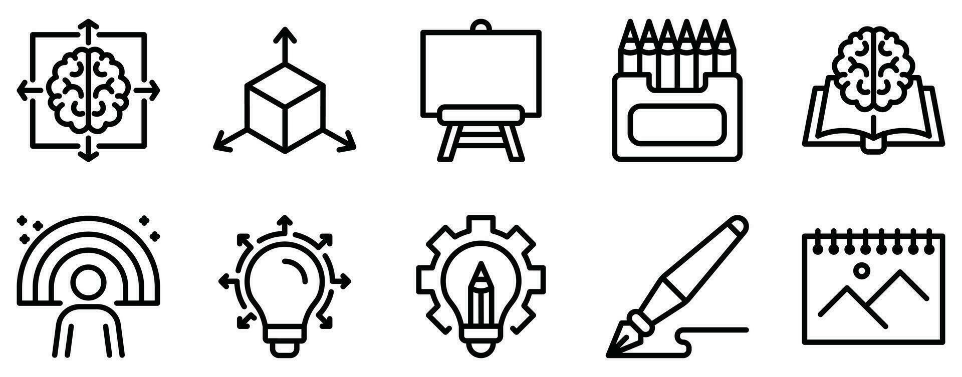 creativo herramientas línea estilo icono conjunto colección vector