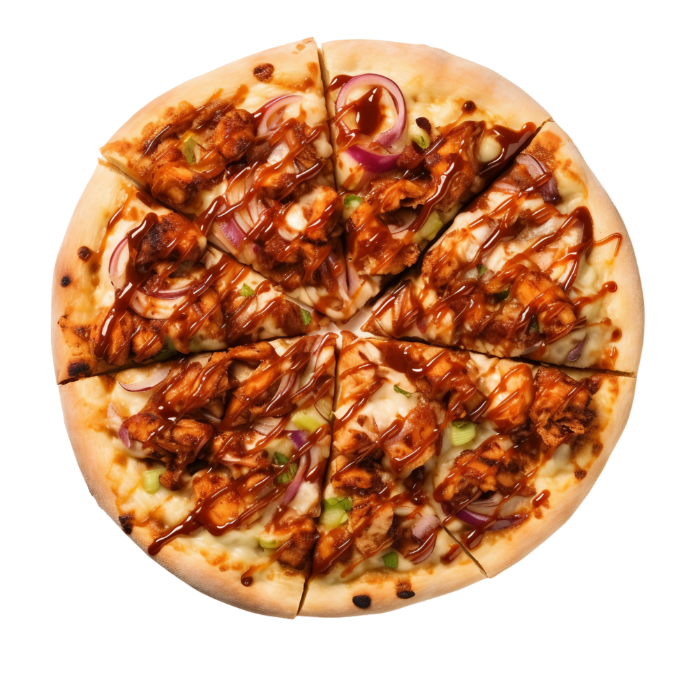 ai generiert genießen das aromatisch Schichten von Grill Hähnchen Pizza auf transparent Hintergrund. png