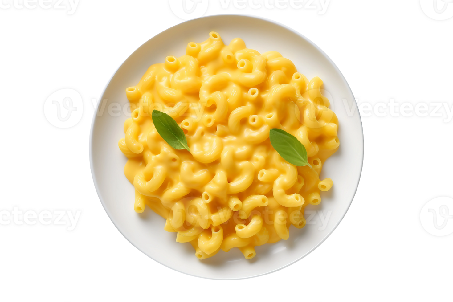 AI generated Macaroni and Cheese on a White Plate on Transparent Background. png