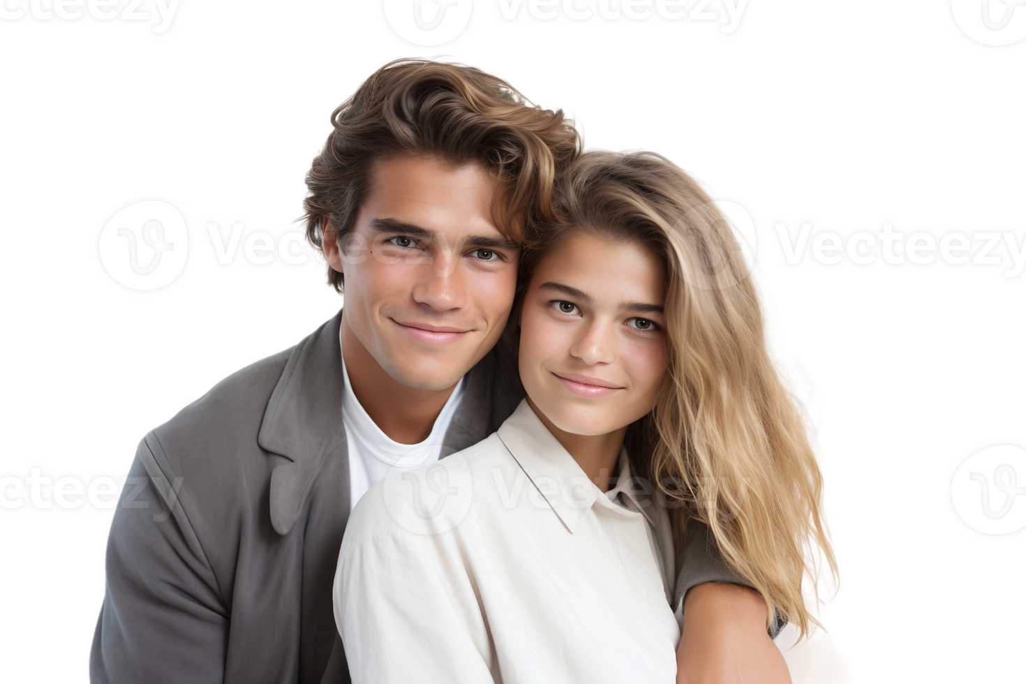 AI generated Smiling Young Couple in Love on Transparent Background. png