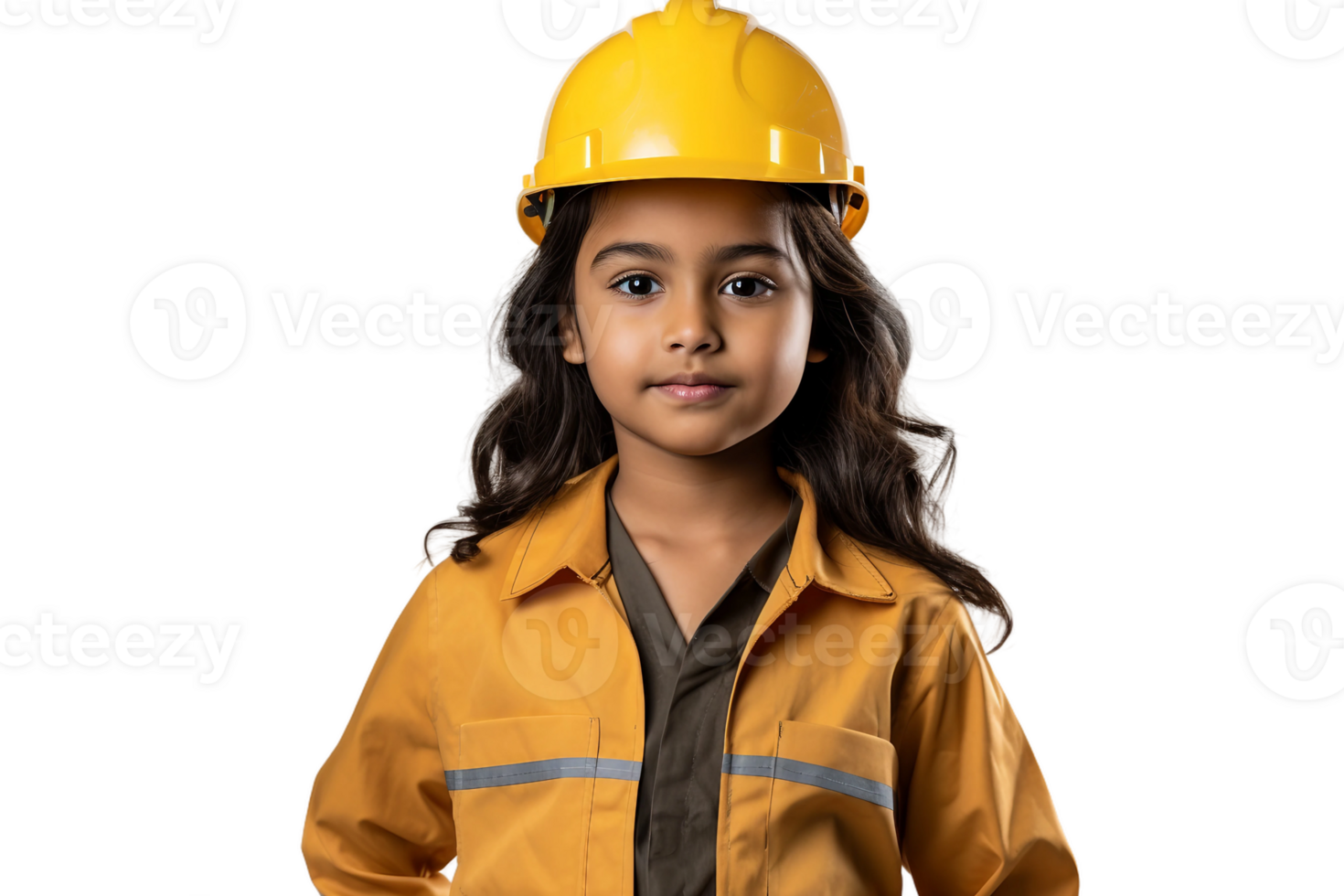 AI generated Indian Girl in Construction Worker Costume on Transparent Background. png
