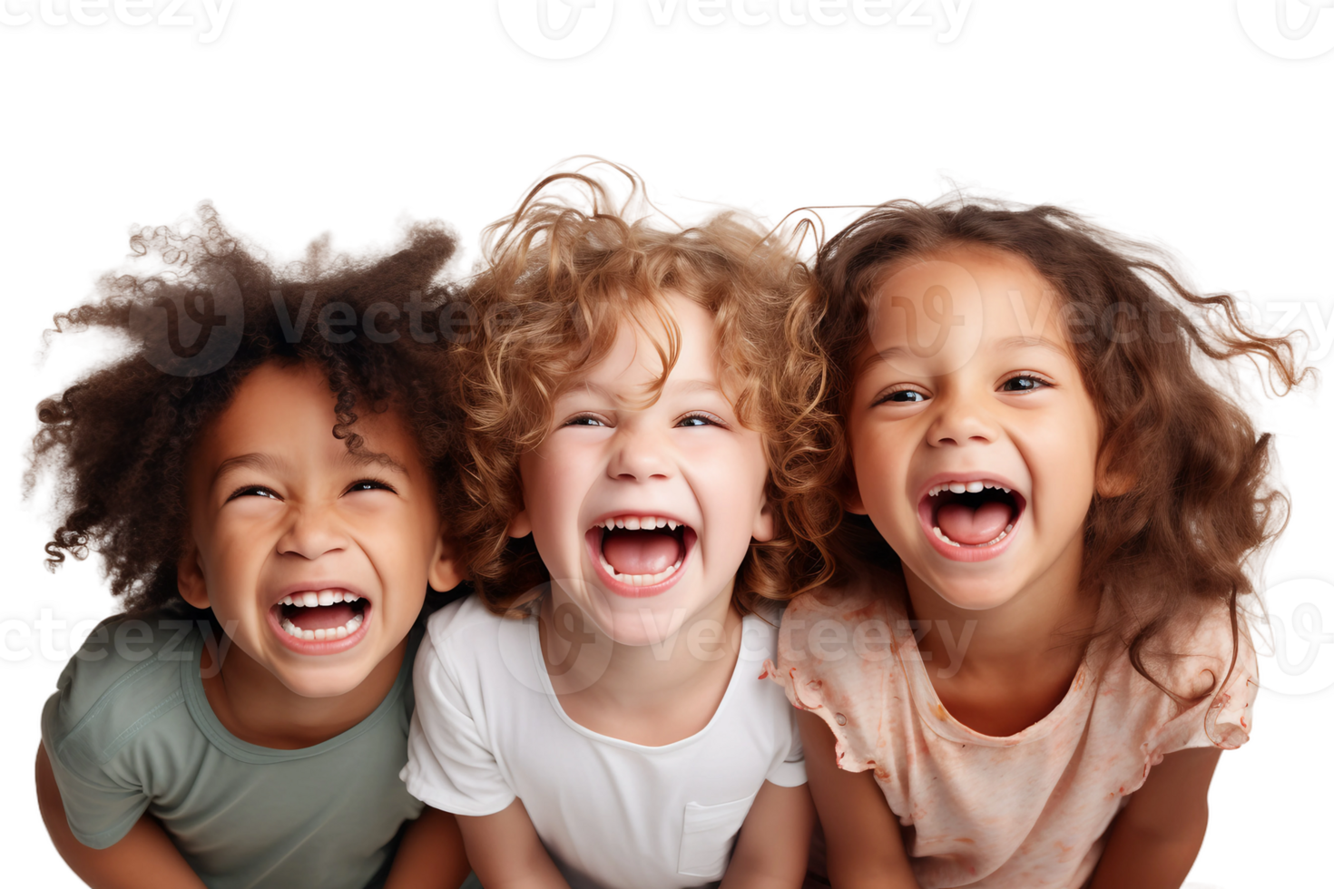 AI generated Laughing Kids Having a Great Time on a Transparent Background. png