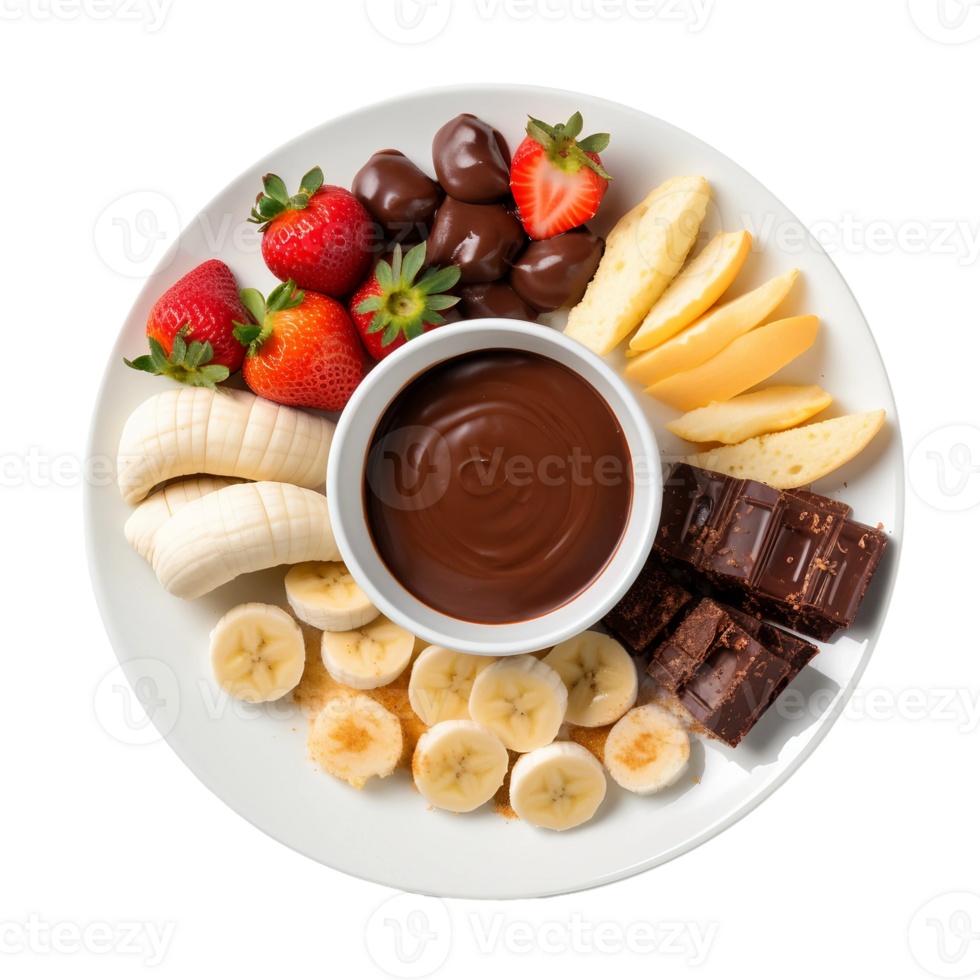 AI generated Chocolate Fondue Spread on Transparent Background. png