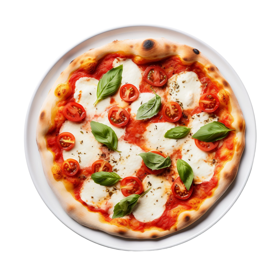 AI generated Delectable Margherita Pizza on Transparent Background. png