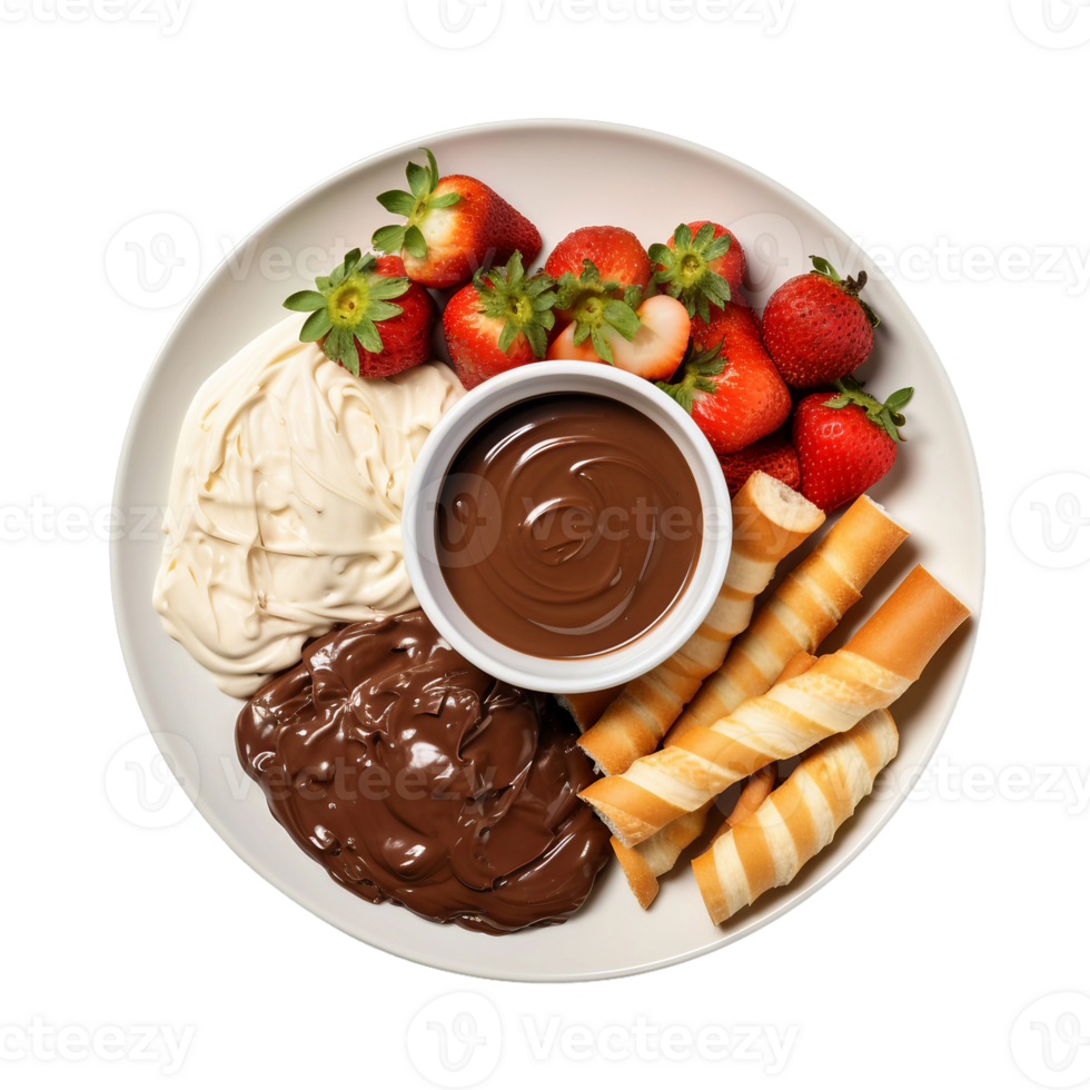 AI generated Chocolate Fondue Spread on Transparent Background. png