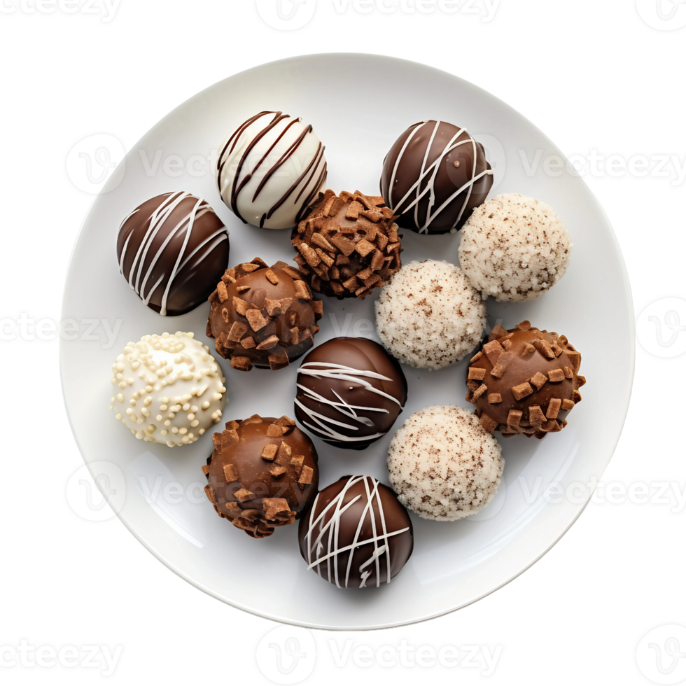 AI generated Beautifully Arranged Chocolate Truffles on Transparent Background. png