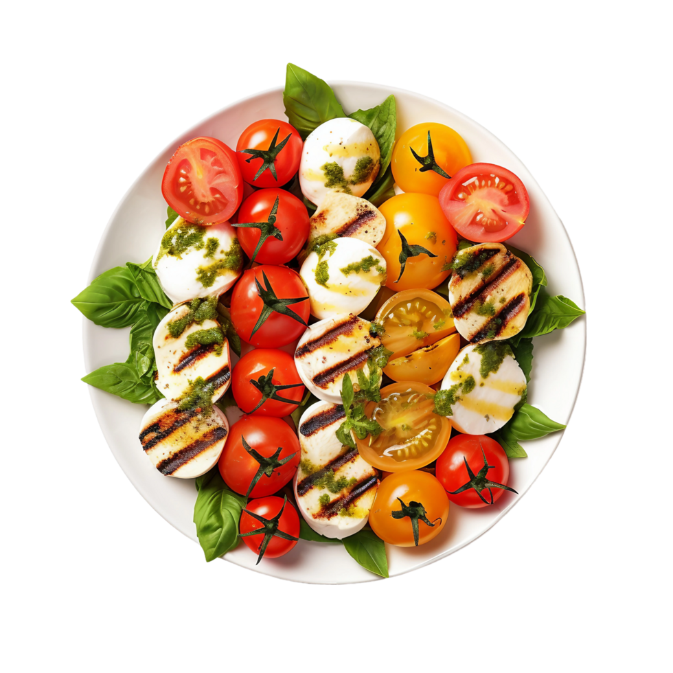 AI generated A Colorful Caprese Skewer Platter with Tomatoes on Transparent Background. png