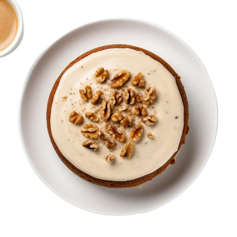 AI generated Coffee and Walnut Cake on Transparent Background. png