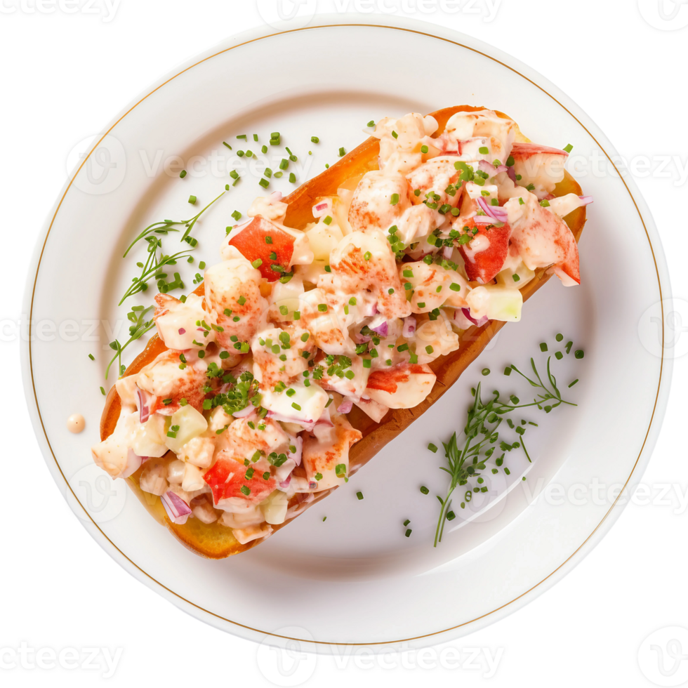 AI generated Lobster Roll on a White Plate on Transparent Background. 36498005 PNG