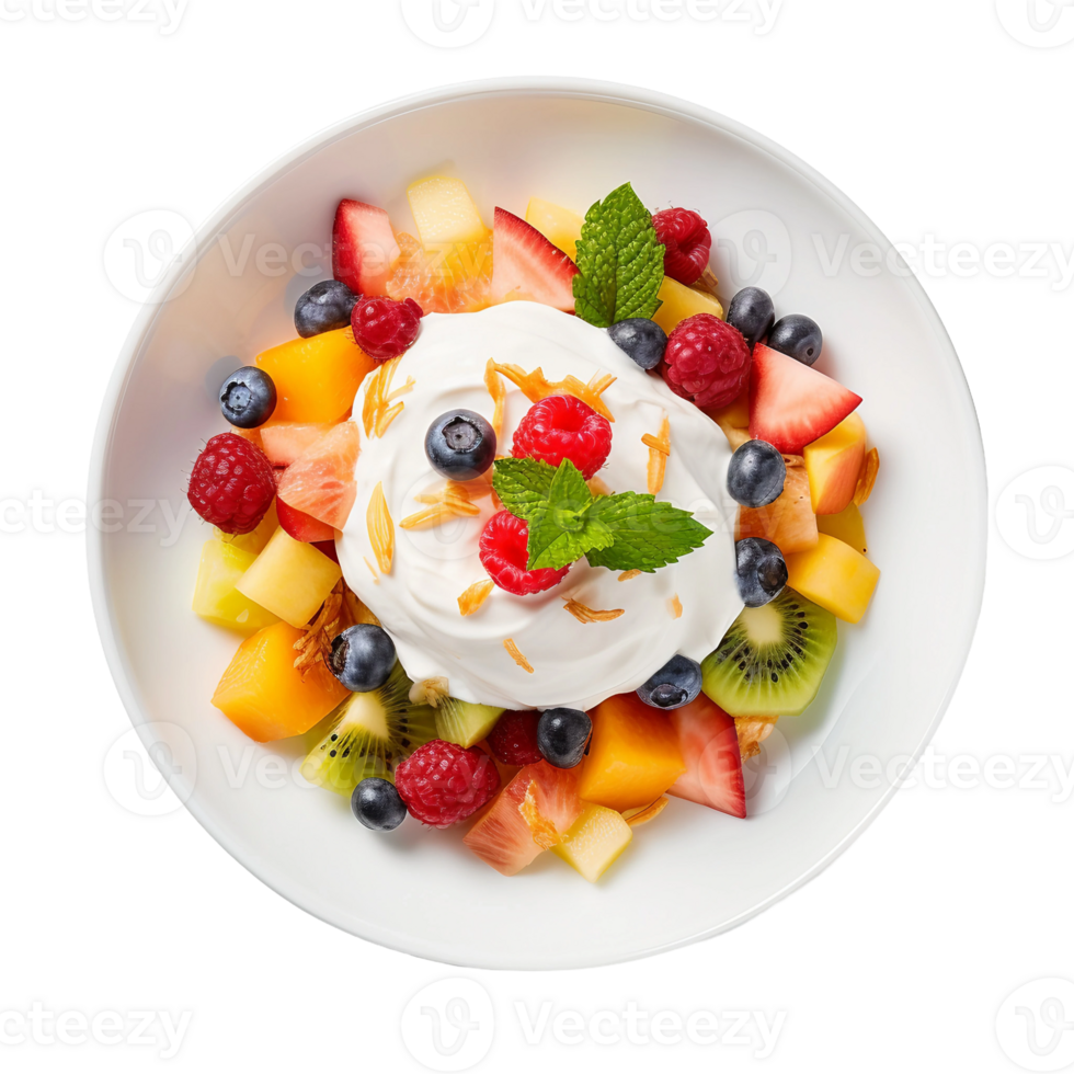 AI generated Charm of a Mixed Fruit Salad with Yogurt on Transparent Background. png