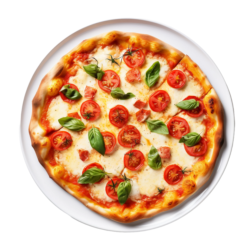AI generated Delectable Margherita Pizza on Transparent Background. png