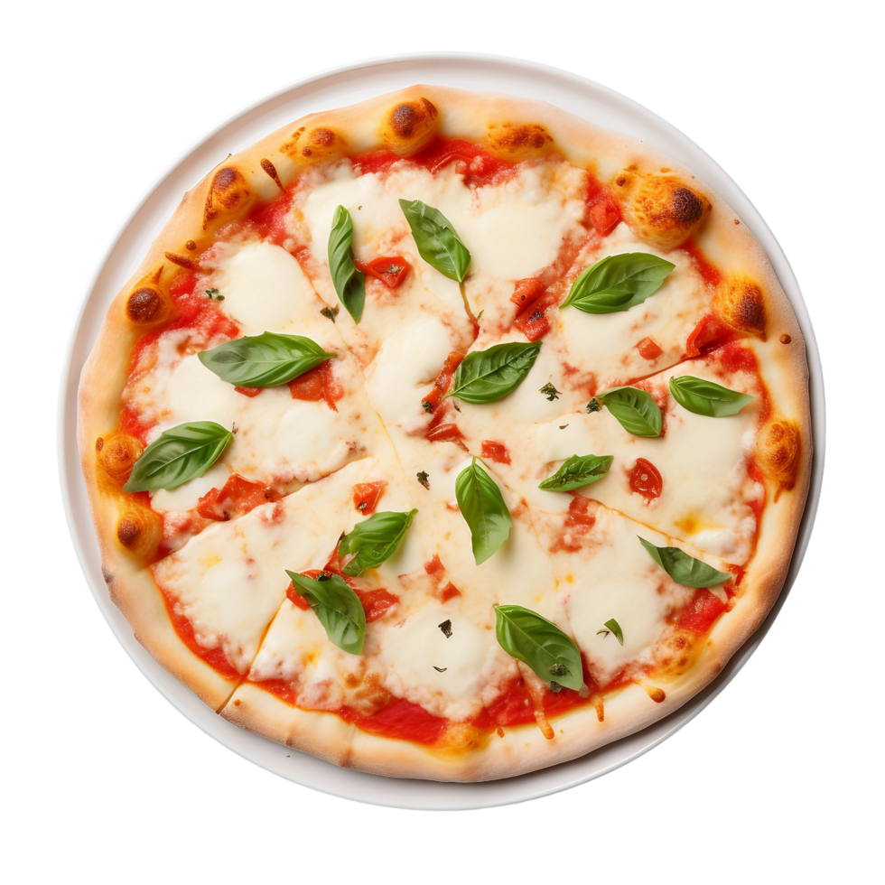 AI generated Delectable Margherita Pizza on Transparent Background. png