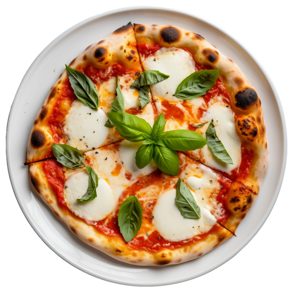 AI generated Delectable Margherita Pizza on Transparent Background. png